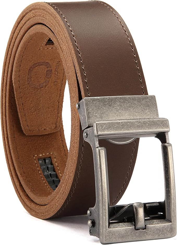 CHAOREN Ratchet Belts for Men - 1.5" Mens Belt Genuine Leather for Causual Jeans - Customizable Style, Versatile Fit