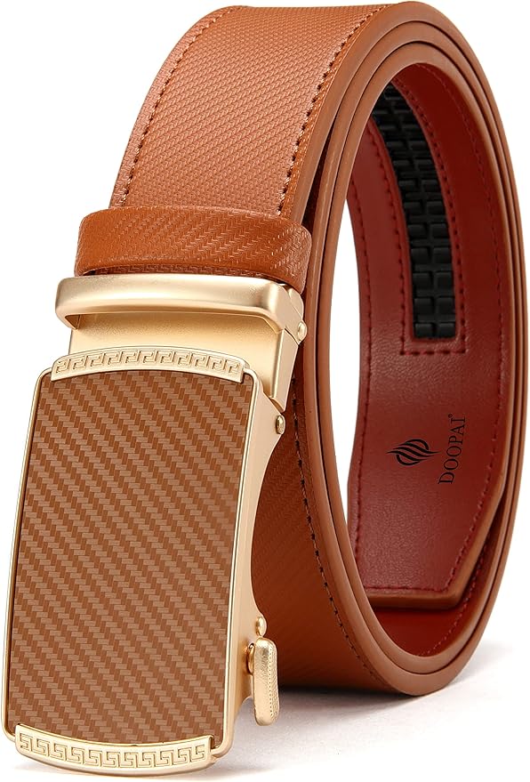 DOOPAI Belt Men, Ratchet Dress Adjustable 1 3/8" Sliding Leather Designer, Size Length Can be Cut, with Gift Box