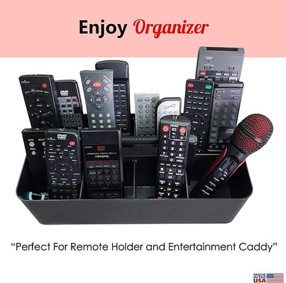8 Compartments DIY Dividers,Large Portable Caddy, Multi Purpose,Stackable, Modern Solution for School, office, Desktop Endless use of your Choice -MADE IN USA (Black)