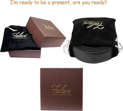 Falari Men Genuine Leather Casual Dress Belt With Single Prong Buckle, Classic Style Belt