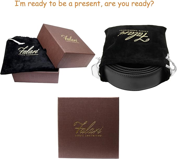Falari Men Genuine Leather Casual Dress Belt With Single Prong Buckle, Classic Style Belt