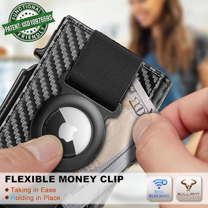 BULLIANT Men Wallet Gift Boxed,Slim Front Pocket Wallet Money Clip Card Holder 3.8"x2.7",Pop-up Access