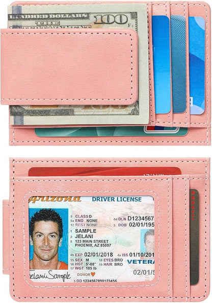 Magnetic Closure Slim Wallet for Men Leather RFID Blocking Minimalist Front Pocket Money Clip Wallet Credit Card Holder