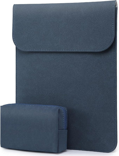 HYZUO 15-16 Inch Laptop Sleeve for MacBook Pro 16 M5/M4/M3/M2/M1 Pro/Max A3428 A3429 A3403 A3186 2026-2019, MacBook Pro 15 2015-2012, XPS 15, Faux Suede Leather Case with Accessory Bag, Navy Blue