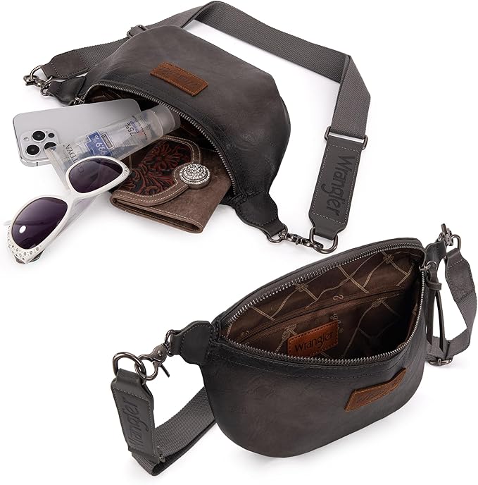 Wrangler Large Fanny Packs for Women Waist Bag Travel Belt Bags Crossbody Sling Purse
