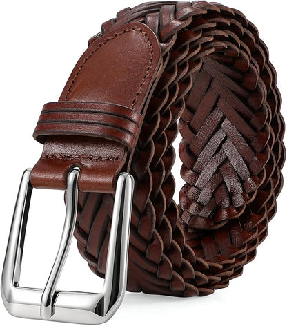 Braided Leather Belt for Men Adjustable Woven Golf Belt for Causal Shorts Pants Jeans 1.4'' Width