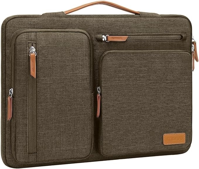 MOSISO 360 Protective Laptop Case 13.3 inch, 13-13.3 inch Laptop Sleeve Compatible with MacBook Air/Pro 13 / Pro 14,HP Dell Acer ASUS,Side Open Carrying Case with 4 Zipper Pockets&Handle, Carob Brown