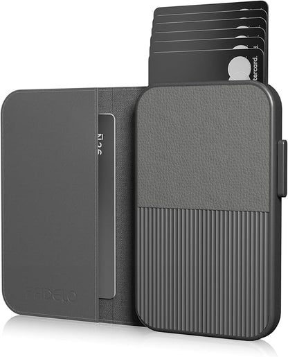 Fidelo Slim Wallet for Men – RFID Blocking Minimalist Credit Card Holder with Sliding Pop-Up Design - Push Button Men's Wallets - Front Pocket Wallet