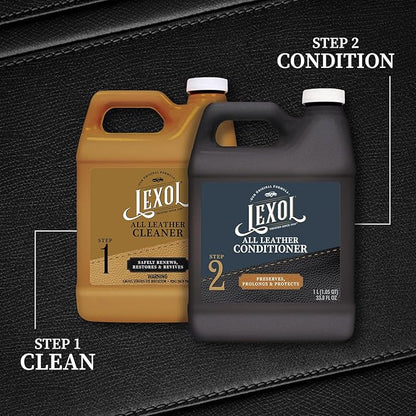 Leather Conditioner by Lexol, Use on Furniture, Car Interiors, Shoes, Handbags, Accessories, 33.8 Fl Oz Each