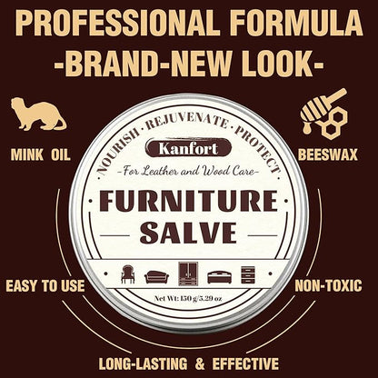 Leather & Furniture Repair Salve 2 Pack, Furniture Salve with Brush for Leather Wood, Leather Conditioner Help Prevent Cracking or Fading