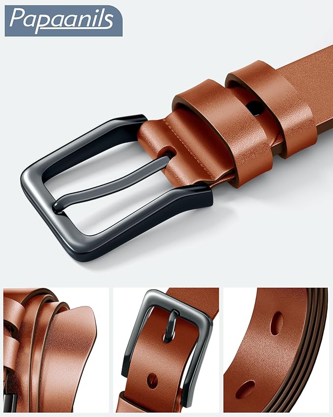 Mens Dress Belt,Genuine Casual Leather Belts for Men 1.5" Width