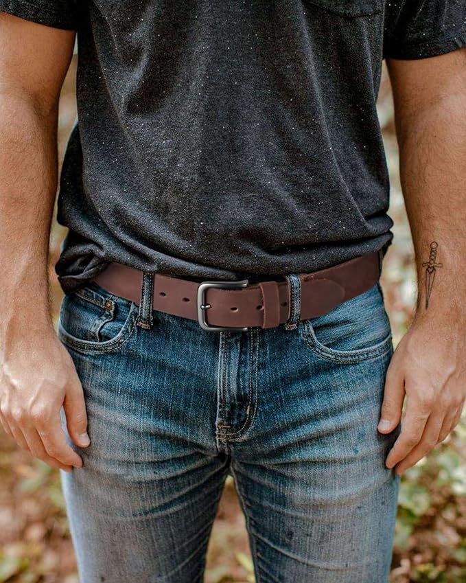 CHAOREN Full Grain Leather Belt for Men, Work Belts for Men Heavy Duty, Daily Wear for Jeans Pants