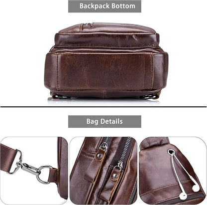 LUKZIJAES Genuine Leather Sling Bag for Men