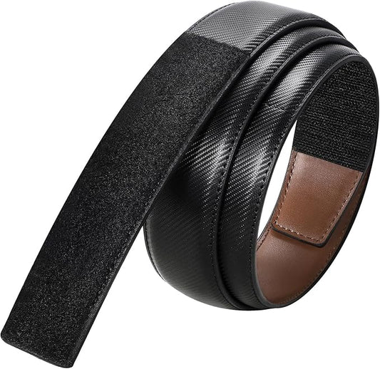SANSTHS Mechanic Buckless Belts for Men, No Scratch Leather Work Belt Hook & Loop Tsa Belt for Technician Travel Gifts