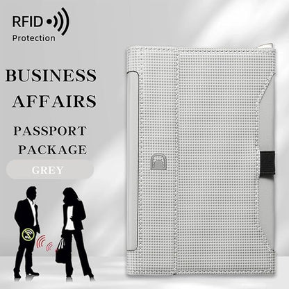 Passport Holder for Travel Essentials, RFID Blocking PU Leather Passport Wallet Cover Card holder Case Passport Book Holders for Women and Men, Grey
