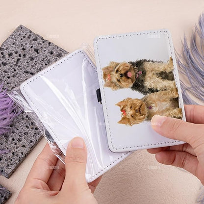 AUEAR, 6 Pack Sublimation Leather Badge Holder Set Work Card ID Sleeves with Keychains for Office (Horizontal)