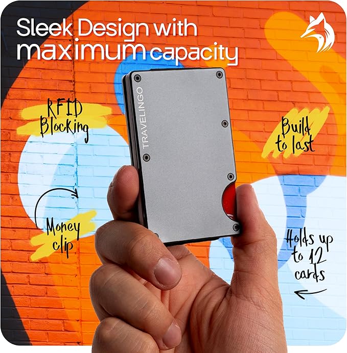 TRAVELINGO Slim RFID Blocking Wallet For Men - Light Weight, Durable & Compact- Minimalist Wallet With Money Clip (Iron)