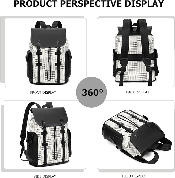 KingTo Laptop Backpack for Men Luxury Anti-Theft Travel Backpack Casual Business Waterproofing Computer Bag (B-White)