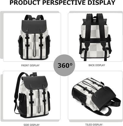 KingTo Laptop Backpack for Men Luxury Anti-Theft Travel Backpack Casual Business Waterproofing Computer Bag (B-White)