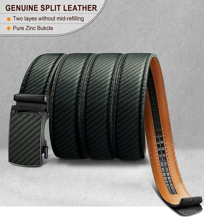 KEMISANT Belt Men, Sliding Ratchet Belt Genuine Leather For Gift Mens Dress Pants Oxfords,Size Adjustable