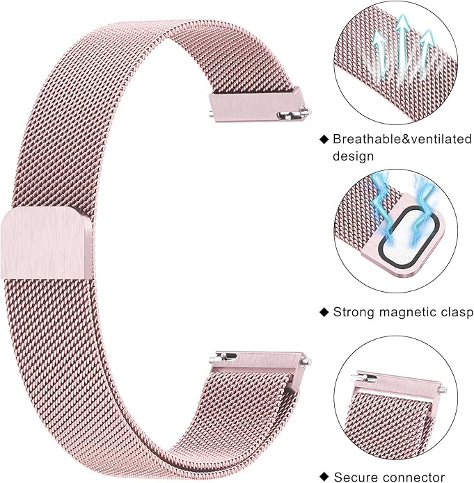 18mm Metal Bands for Garmin Venu 3S / Venu 4 41mm / Venu 2S / Vivoactive 4S / Vivomove 3S / Forerunner 265s Watch Bands, Quick Release Stainless Steel Metal Replacement Wristband Strap for Garmin Forerunner 255s/265s Bands Women Men