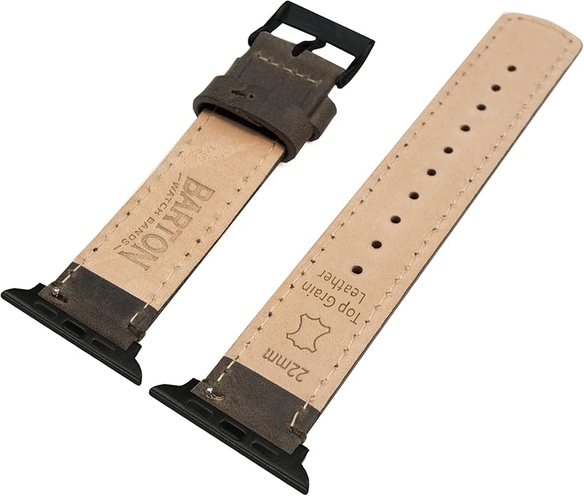 BARTON WATCH BANDS - Top Grain Leather Watch Bands Compatible with Apple Watch Models - 1, 2, 3, 4, 5, 6, 7, 8, 9, 10, SE, Ultra & Ultra 2