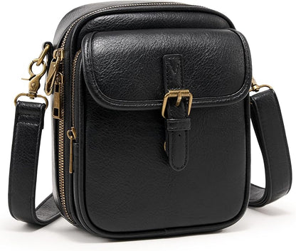 Crossbody Bag for Women Men, Vegan Leather Anti-Theft Messenger Shoulder Bag, Vintage Cross Body Purse with Card Slots