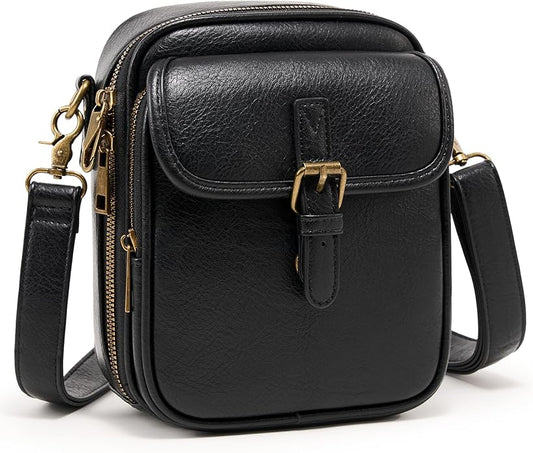 Crossbody Bag for Women Men, Vegan Leather Anti-Theft Messenger Shoulder Bag, Vintage Cross Body Purse with Card Slots