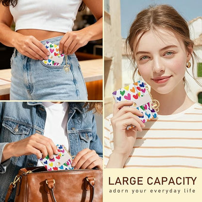Jogjam Raining Hearts Rfid Ladies Wallet, Small Slim Thin Compact Credit Card Women Wallet, PU Leather Bifold Cash Zipper Coin Pocket ID Window for Female
