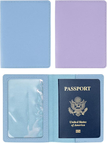 2 Pack Passport covers and Vaccine Card Holder PU Leather Passport Wallet Vaccine Case Protector Slot Travel Passport Wallets for Women & Men (Color 1)
