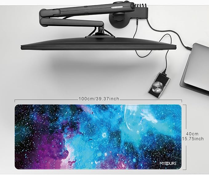 Mydours 40” x 16” XL Gaming Mouse Pad, Large Mouse Pad with Non-Slip Rubber Base & Smooth Lycra Fabric, Desk Mat for PC Gaming, Home Office, Desk Pad for Keyboard & Computer Accessories (Universe)