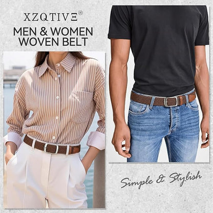 XZQTIVE Braided Belt Stretch Belt for Men and Women Multicolored Woven Golf Belt Elastic Jean Belts