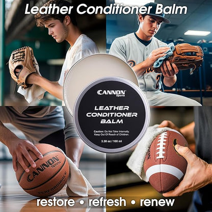 Cannon Sports Leather Conditioner | Baseball Glove Conditioner | Football Leather Care | Softens, Protects & Restores All Leather Sports Gear | Prevents Cracking & Drying
