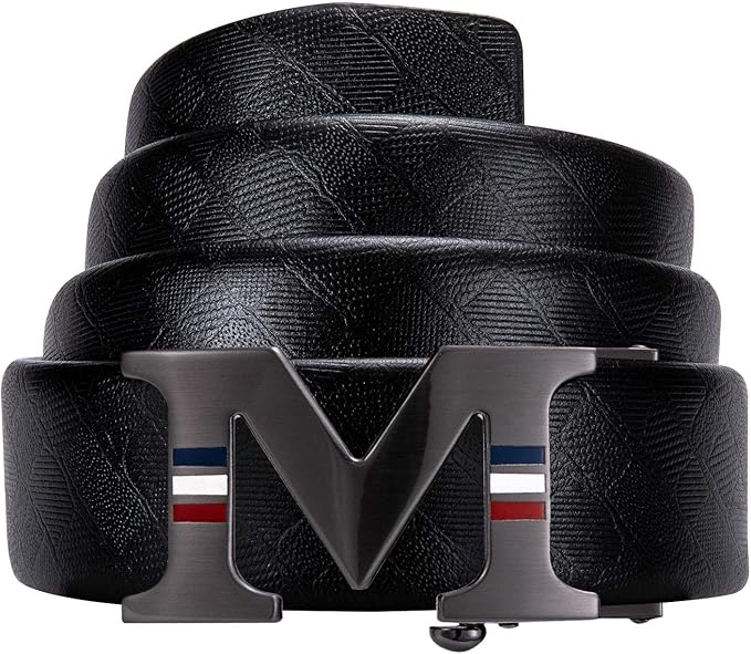 Dubulle Designer Mens Belts, Sliding Automatic Buckle Ratchet Dress Belt TOP Genuine Leather Strap Gifts