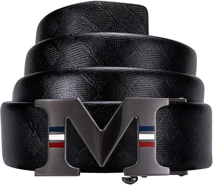 Dubulle Designer Mens Belts, Sliding Automatic Buckle Ratchet Dress Belt TOP Genuine Leather Strap Gifts