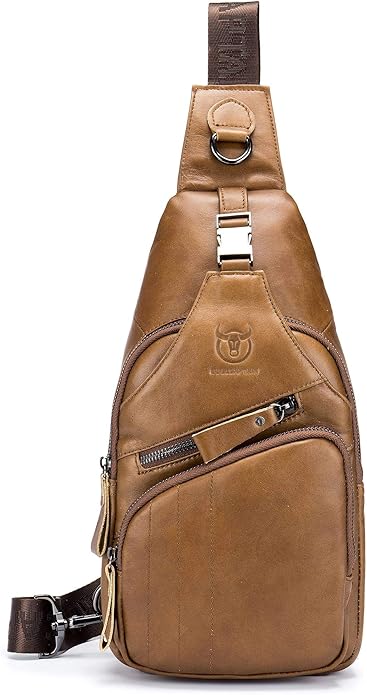 Cross body Bags for Men Leather Sling Bag Casual Daypacks Chest Bags Shoulder Bag Travel Hiking Backpacks
