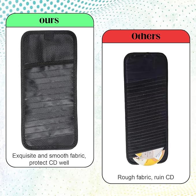 CD Case Holder for Car - DVD Vehicle Visor Storage Orangizer Sun Visor Organizer for CD Visor Case with 12 DVD Storage Sleeves 1 Mesh Pocket 1 Pen Holder(Black)