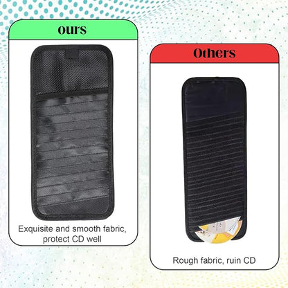 CD Case Holder for Car - DVD Vehicle Visor Storage Orangizer Sun Visor Organizer for CD Visor Case with 12 DVD Storage Sleeves 1 Mesh Pocket 1 Pen Holder(Black)
