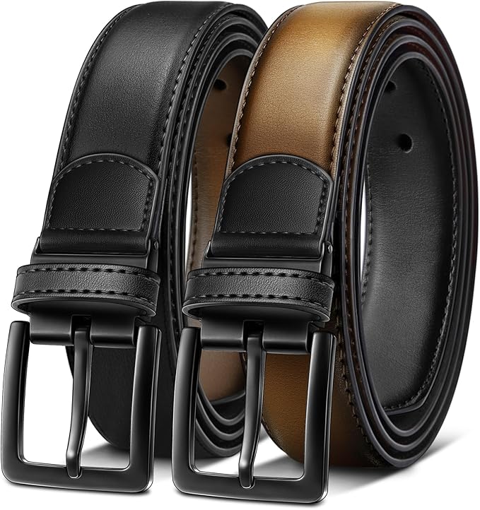 BULLIANT Men's Belt,Reversible Belt Adjustable For Gift Men 1.25”-Cut For Fit-2 Sides in 1 Belt(Not 2)