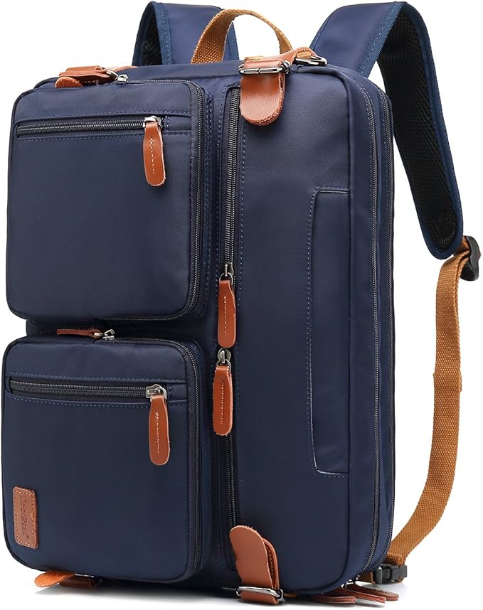 CoolBELL Convertible Backpack Messenger Shoulder Bag Laptop Case Handbag Business Briefcase Multi-Functional Travel Rucksack Fits 15.6 Inch Laptop for Men/Women (Blue)