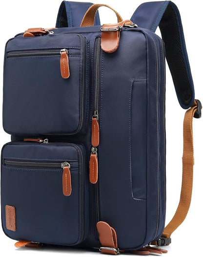 CoolBELL Convertible Backpack Messenger Shoulder Bag Laptop Case Handbag Business Briefcase Multi-Functional Travel Rucksack Fits 15.6 Inch Laptop for Men/Women (Blue)
