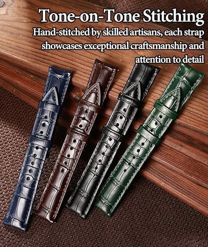 REZERO Leather Watch Bands for Men, Quick Release Watch Straps, Luxury Italian Alligator Grain Embossed Band Replacements 19mm 20mm 21mm 22mm