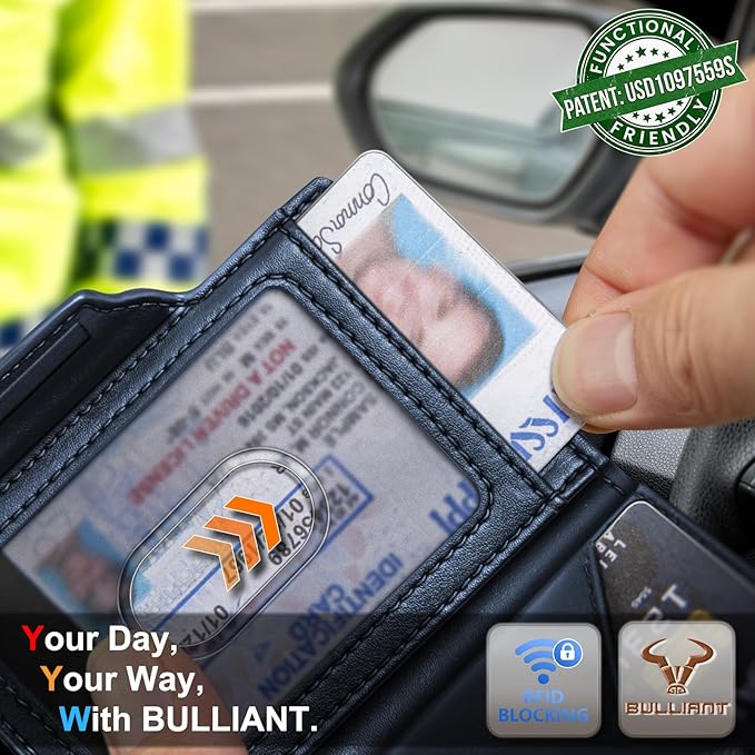 BULLIANT Men Wallet Gift Boxed,Slim Front Pocket Wallet Money Clip Card Holder 3.8"x2.7",Pop-up Access