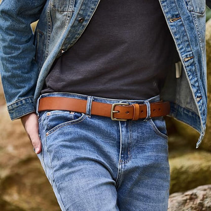 VATAN Men's Full Grain Leather Casual Every Day Jeans Belts, Handmade Men Leather Belt with Gift Box