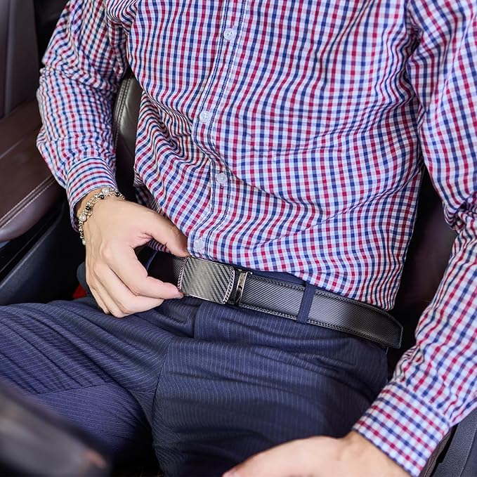 VATAN Men's Belt Leather Ratchet Belt for Men Dress Casual Every Day with Adjustable Buckle, Trim to Fit