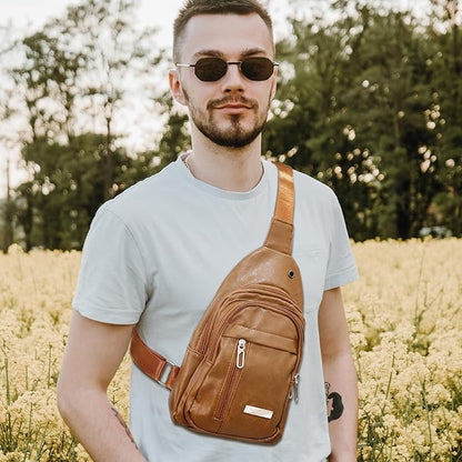 QuneusHot 2Pcs Sling Bags for Crossbody Small Leather Backpack Anti Theft Casual Chest Bag Travel Hiking for Men Women