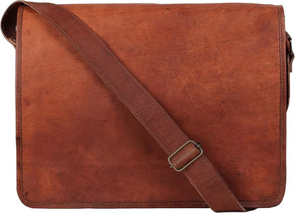 RUSTIC TOWN 15 inch Vintage Crossbody Full Grain Leather Laptop Messenger Bag