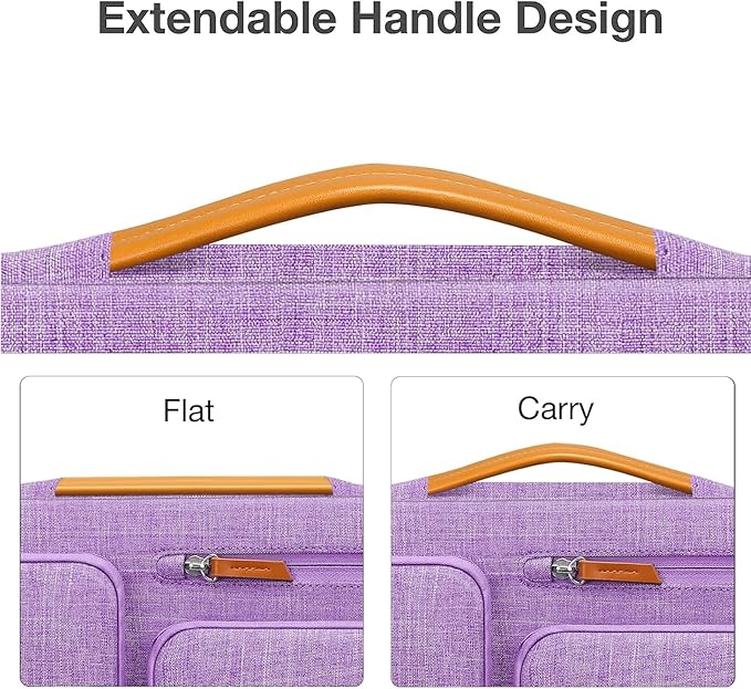 MOSISO 360 Protective Laptop Case 16 inch, 15-15.6 inch Laptop Sleeve Compatible with MacBook Pro 16, HP Acer Dell Lenovo ASUS, Side Open Carrying Case with 4 Zipper Pockets&Handle, Lilac