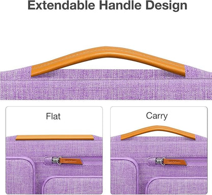 MOSISO 360 Protective Laptop Case 13.3 inch, 13-13.3 inch Laptop Sleeve Compatible with MacBook Air/Pro 13 / Pro 14,HP Dell Acer ASUS,Side Open Carrying Case with 4 Zipper Pockets&Handle, Lilac
