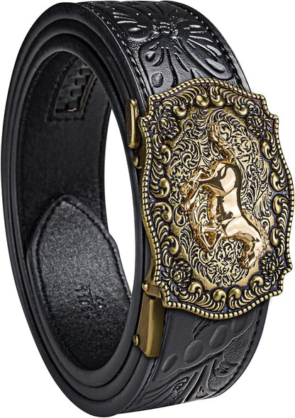 Dubulle Designer Mens Belts, Sliding Automatic Buckle Ratchet Dress Belt TOP Genuine Leather Strap Gifts